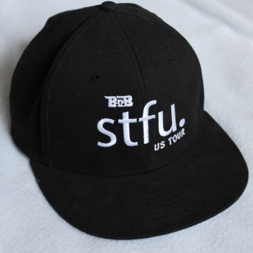 Black baseball cap White embroidery B.O.B. STFU
